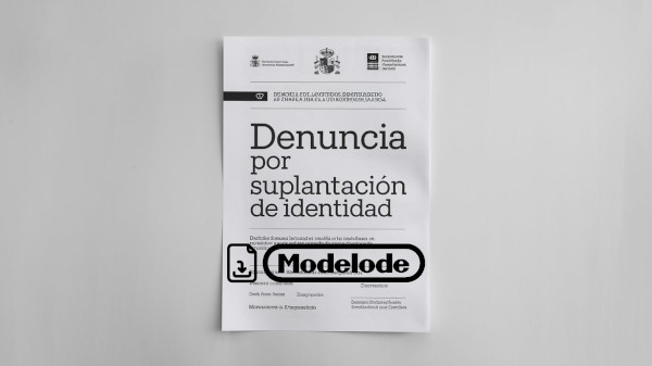 Modelo de denuncia por suplantación de identidad en Word