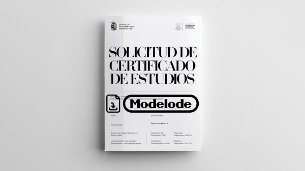 Modelo de solicitud de certificado de estudios en Word