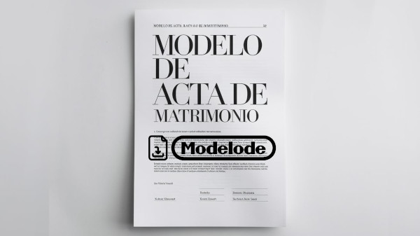 Modelo de acta de matrimonio en Word