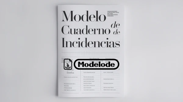 Modelo de cuaderno de incidencias en Word