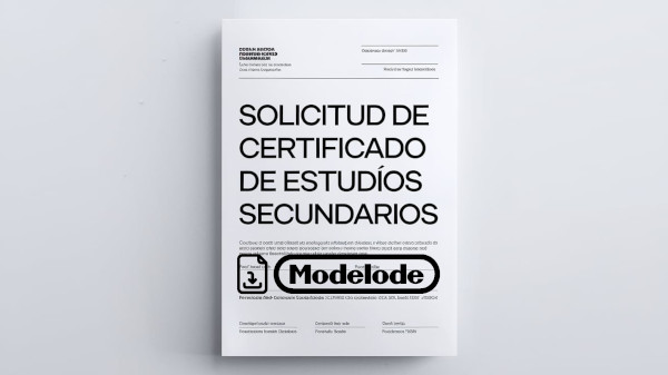 Modelo de solicitud de certificado de estudios secundarios en Word