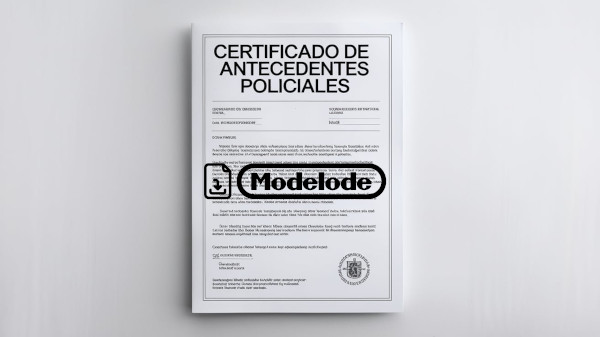 Modelo de certificado de antecedentes policiales en Word