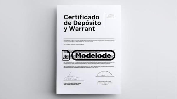 Modelo de certificado de depósito y warrant en Word