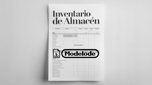 Modelo de inventario de almacen en Word